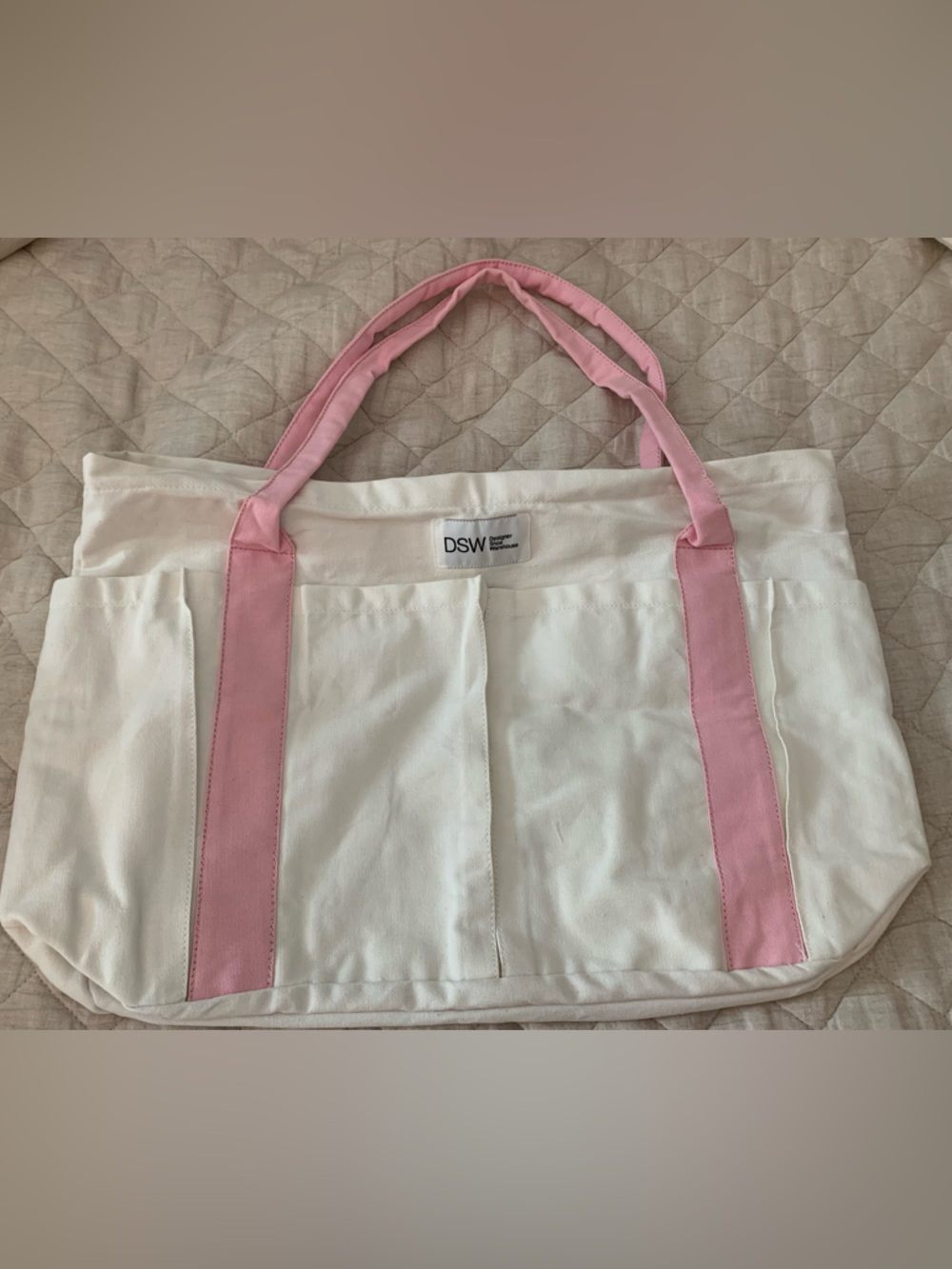 New DSW Canvas Tote with Pink Straps - Picture 2 of 4